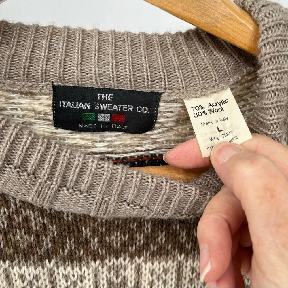 The Italian Sweater Co Vintage Mens Wool/Acrylic Sweater Size L Grandpa